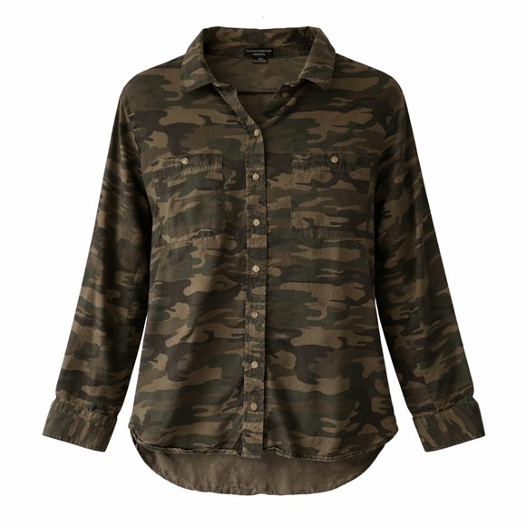 Sanctuary Tops - Social Standards By Sanctuary Womens Green Camo long Sleeve Shirt Size S‎ Tencel